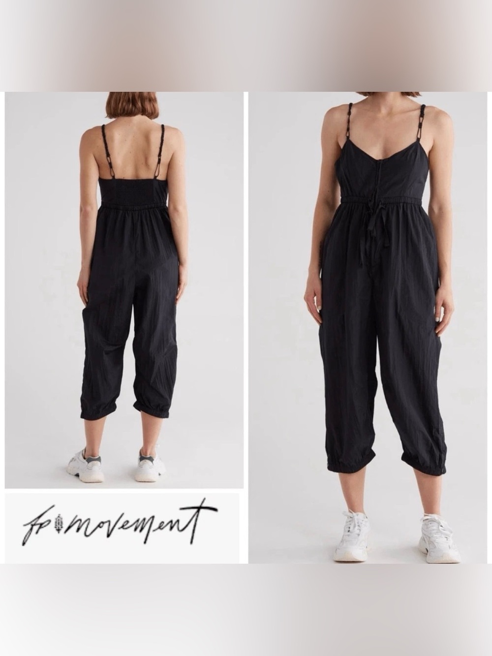 FP Movement by Free People Black Sleeveless Cropped Jumpsuit